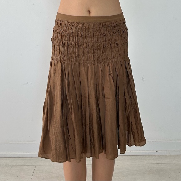 Vintage Scanlan Theodore Brown Silk Skirt - Small/Medium - Picture 4 of 5